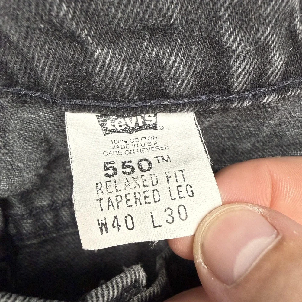 Vintage Levis 550 Jeans Mens 40x30 Black Relaxed Tapered Leg Denim Made USA 90s